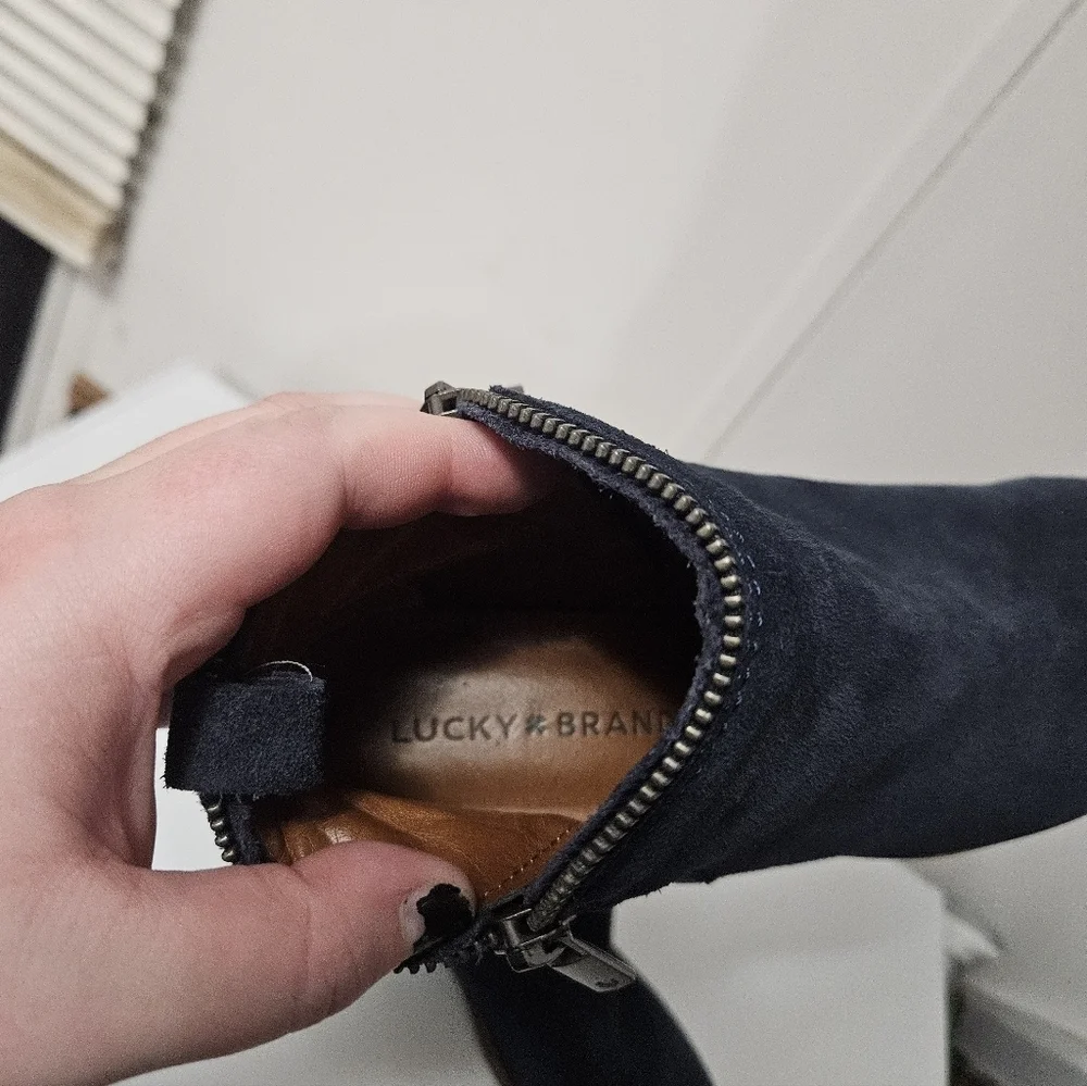 Lucky Brand Navy Blue Suede Booties!